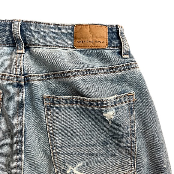 American Eagle Distressed Light Denim Mom Jeans Size 00 - Picture 9 of 16
